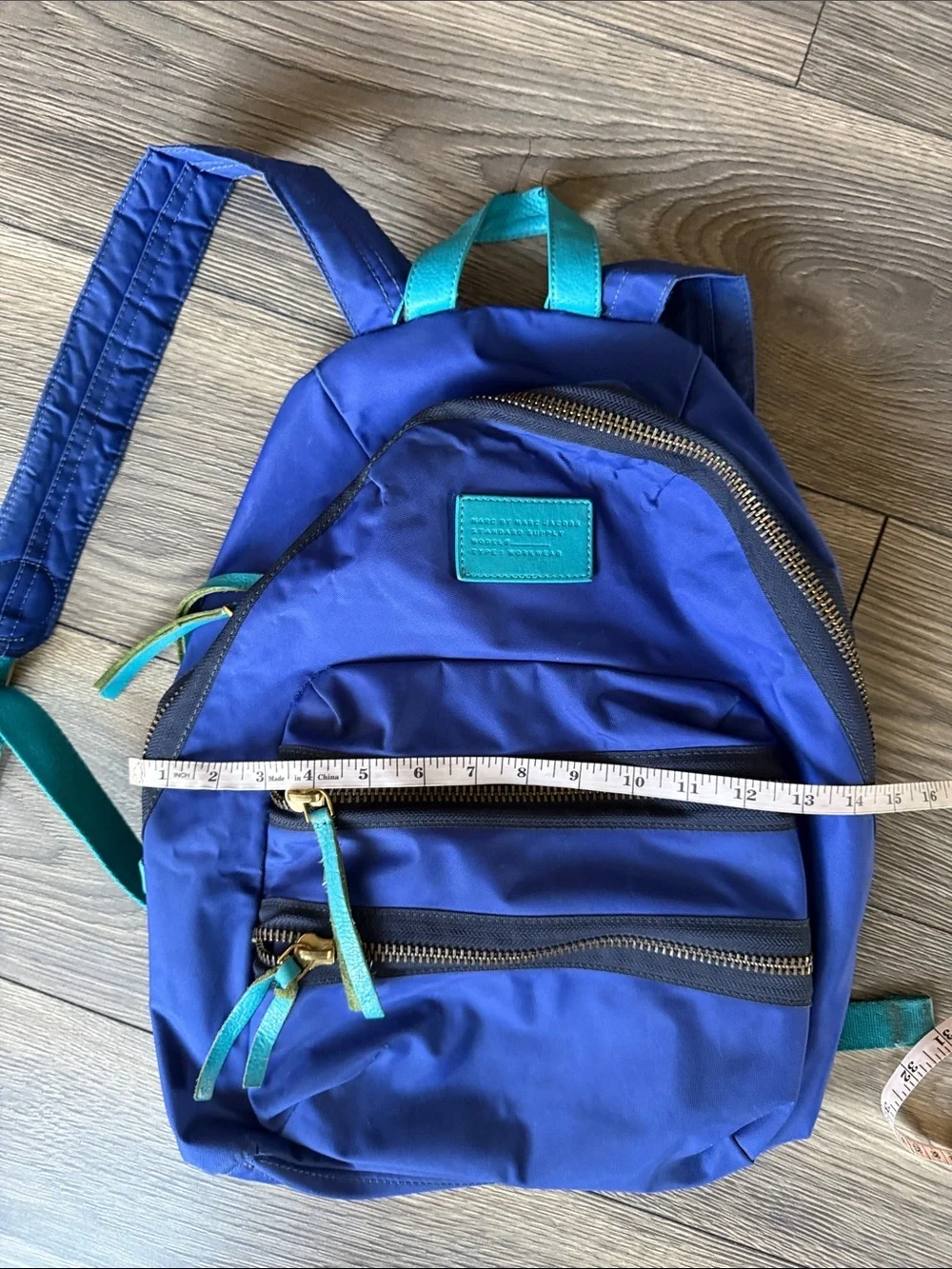 Marc by Marc Jacobs Standard Supply Workwear Nylon Backpack Blue Teal Leather
